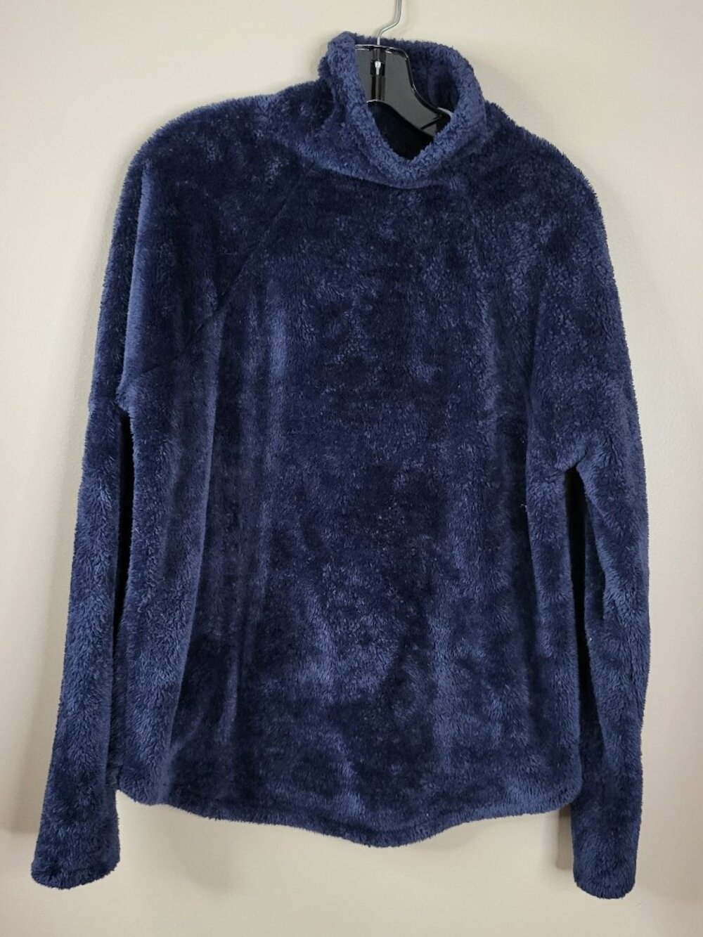 JoyLab Navy Blue Plush Sherpa Fleece Turtleneck Pullover Top Large Cozy